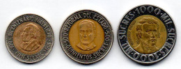 ECUADOR, Set Of Three Coins 100, 500, 1.000 Sucres, Bimetallic, Year 1995-96, KM # 96, 97, 99 - Ecuador