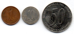 ECUADOR, Set Of Three Coins 1, 10, 50 Centavos, Brass, Steel, Year 2000, 2003, KM # 104, 106, 108 - Ecuador