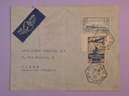 DC10 FRANCE   BELLE LETTRE   CURIOSITé 1937 1ER VOL  PARIS TURIN  ITALIA +AFF.  INTERESSANT++ ++ - Erst- U. Sonderflugbriefe