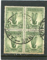 AUSTRALIA - 1941  1s  DEFINITIVE WMK PERF 14x15  BLOCK OF 4  FINE USED SG 192 - Gebraucht