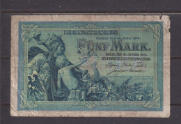 GERMANY - 1904 5 Mark Circulated Banknote As Scans - 5 Mark