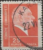 TURKEY 1972 Kemal Ataturk - 25k - Orange On Orange FU - Usados