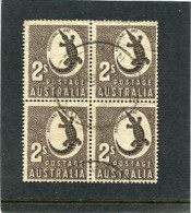 AUSTRALIA - 1948  2s  CROCODILE  WMK  BLOCK OF 4  FINE USED SG 224 - Used Stamps