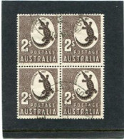 AUSTRALIA - 1956  2s  CROCODILE  NO WMK  BLOCK OF 4  FINE USED SG 224f - Gebruikt