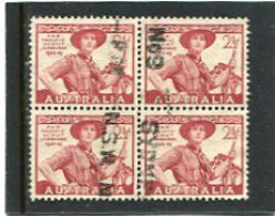 AUSTRALIA - 1948  2 1/2d  SCOUT  BLOCK OF 4  FINE USED SG 227 - Used Stamps