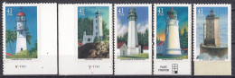 UNITED STATES 4233-4237,unused,lighthouses - Unused Stamps