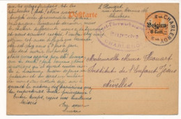 1917 CP  CACHET CHARLEROY  ÜBERWACHUNGSTELLE CHARLEROI FREIGEGEBEN       2 SCANS - Prisonniers