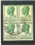 AUSTRALIA - 1951  6 1/2d  GREEN  KGVI   BLOCK OF 4  FINE USED - Gebraucht