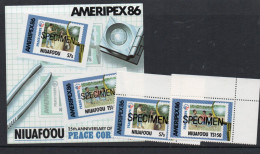 NIUAFOOU - 1986- AMERIPEX SET OF 2 + S/SHEET  " SPECIMENS"  MINT NEVER HINGED  - Autres - Océanie