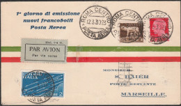 Lotto 90 - 12//3/1930 - Areogramma Roma-Marsiglia. SPL - Storia Postale (Posta Aerea)