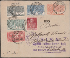 Lotto 101 4/26/1914 - Busta Della S.I.S.A Primo Volo Affrancata Con La Serie Di Posta Aerea Con Espresso Da 70 C. + Giub - Marcofilía (Aviones)