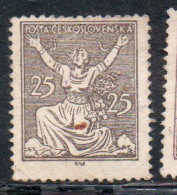 CZECH REPUBLIC REPUBBLICA CECA CZECHOSLOVAKIA CESKA CECOSLOVACCHIA 1920 BREAKING CHAINS TO FREEDOM 25h MH - Unused Stamps