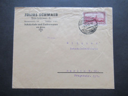 Saargebiet 1927 Firmenumschlag Julius Schwalb Saarbrücken Schokolade Und Zuckerwaren En Gros. - Storia Postale