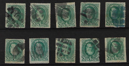 Brazil 1877 Emperor Pedro II White Beard 100 Réis 10 Stamp With Mute Fancy Cancel Postmark (US$30 + Cancels) - Usati