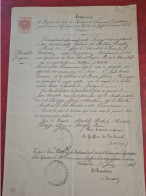 COLMAR TIMBRE IMPERIAL DIMENSION 1.50 F ET 50 C PAPIER TIMBRE CERTIFICAT EXTRAUT NAISACNCE OBRECHT CASIER JUDICIARE 1868 - Fiscaux