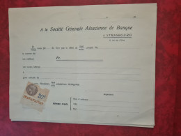 TIMBRE FISCAL 20 C  SUR BORDEREAU SOCIETE ALSACIENNE DE BANQUE STRASBOURG SOGENAL LOT DE 4 - Revenue Stamps