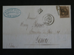 DC10 FRANCE   BELLE LETTRE  RARE   1873  PETIT BUREAU TAIN A GENEVE SUISSE +EMISSION DE BORDEAUX N°47  +++ - 1870 Bordeaux Printing