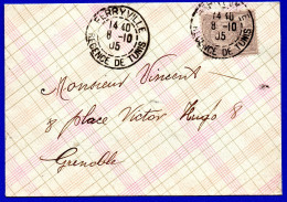1945. TUNISIA 1905 COVER FERRYVILLE TO GRENOBLE, FRANCE, BADLY OPENED AT RIGHT. - Lettres & Documents