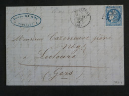 DC10 FRANCE BELLE LETTRE RARE 1872  TOULOUSE A LECTOURE  +EMISSION DE BORDEAUX +VOISIN +AFF. PLAISANT+++++ - 1870 Uitgave Van Bordeaux