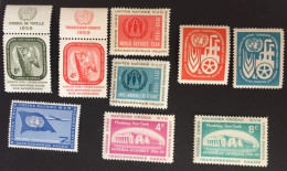 1959 - United Nations UNO UN ONU - 9 Stamps Of The Year 1959 -  Unused - Unused Stamps