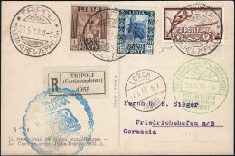 Lotto 350 - Aerogrammi Zeppelin -  Tripolitania - Volo Di Ritorno - 29/5/1933 - Cartolina Raccomandata (commemorativa De - Tripolitaine