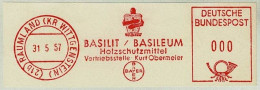 Deutsche Bundespost 1957, Freistempel / EMA / Meterstamp Basilit / Basileum Raumland, Holzschutzmittel, Bois / Wood - Chemie