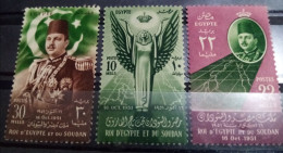 Egypt 1952, Last Set By King Farouk, King Of Egypt & Sudan Abrogation Of  Anglo-Egyptian Treaty  Mii 387, 388, 389, MNH, - Usati