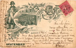CORSE - AJACCIO - GRAND CAFE NAPOLEON - Propr. P. Lambroschini - 1905 - Pub. Pour Spatenbier - Famille Cuttoli - Ajaccio