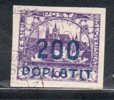 CZECH CECA CZECHOSLOVAKIA CESKA CECOSLOVACCHIA 1922 1926POSTAGE DUE HRADCANY AT PRAGUE DOPLATIT SURCHARGE 200on400h USED - Timbres-taxe