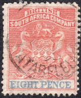 Rhodesia 1892 SG23 8d Rose-lake And Ultramarine Fine Used - Altri & Non Classificati