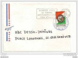 136 - 49 - Lettre Envoyée D'Abidjan En Suisse 1976 - Flamme "achetez Tous Le Timbre Antituberculeux Côte D'Ivoire" - Maladies