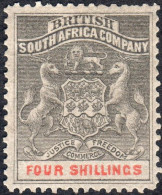 Rhodesia 1893 SG26 4/= Grey-black And Vermilion  Mounted Mint - Sonstige & Ohne Zuordnung