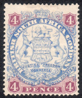 Rhodesia 1896 SG32 4d Ultramarine And Mauve  Mounted Mint - Other & Unclassified