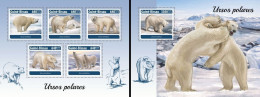 Guinea Bissau 2018, Animals, Polar Bears, 5val In BF+BF - Arctic Tierwelt