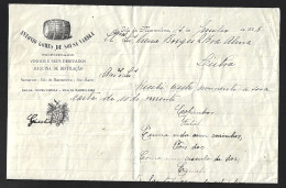 Pipa De Vinho. Cacho De Uvas. Carta De Comerciante De Vinhos Da Vila Da Marmeleira, Rio Maior De 1928. Wine Barrel. Bunc - Portogallo