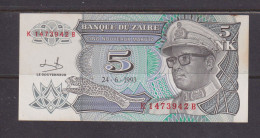 ZAIRE - 1993 5 New Likuta AUNC/XF Banknote As Scans - Zaire