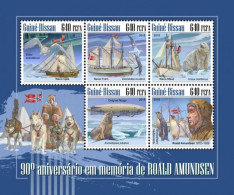 Guinea Bissau 2018, Explorer, Amundsen, Owl, Penguins, 5val In BF - Pingouins & Manchots