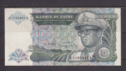 ZAIRE - 1992 100000 Zaires AUNC/XF Banknote As Scans - Zaire