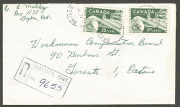 1967 Registered Cover 40c Paper CDS Dryden To Toronto Ontario - Historia Postale