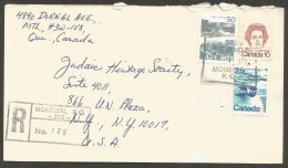 1977 Registered Cover 85c Landscapes/QEII POCON Montreal Sub 292 PQ Quebec To USA - Histoire Postale