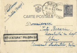 ROMANIA 1944 POSTCARD, CENSORED BRASOV 27 POSTCARD STATIONERY - Storia Postale Seconda Guerra Mondiale