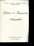 Catalogue De Ventes Aux Enchères - Lettres Et Manuscrits Autographes - Hôtel Drouot Salle 6 Mercredi 3 Juillet 1985. - L - Art