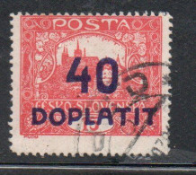 CZECH CECA CZECHOSLOVAKIA CESKA CECOSLOVACCHIA 1925 POSTAGE DUE HRADCANY AT PRAGUE DOPLATIT SURCHARGE 40 On 15h USED - Timbres-taxe