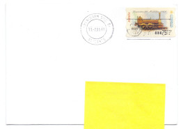 Spain ATM Locomotora 120 Madrilena Train 2001 5429 On Letter To Belgium - Timbres De Distributeurs [ATM]