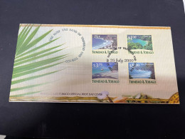 8-10-2023 (3 U 38) Trinidad & Tobago FDC Cover - 2001 - With 4 Surfs & Sand Stamps - Trinidad & Tobago (1962-...)