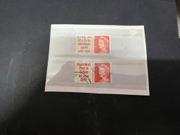 8-10-2023 (stamp) Australia - Mini + Use (2 Stamps) Queen Elizabeth II (4d With Over-print 5 C) With Attached Labels - Used Stamps