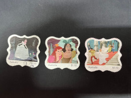 8-10-2023 (stamp) Australia -  3 Used Disney (scarce) Personalised Stamps - Oblitérés