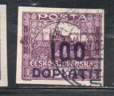 CZECH CECA CZECHOSLOVAKIA CESKA CECOSLOVACCHIA1923 1926POSTAGE DUE HRADCANY AT PRAGUE DOPLATIT SURCHARGE 100on1000h USED - Timbres-taxe