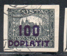 CZECH CECA CZECHOSLOVAKIA CESKA CECOSLOVACCHIA1923 1926 POSTAGE DUE HRADCANY AT PRAGUE DOPLATIT SURCHARGE 100on120h USED - Timbres-taxe