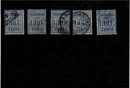 ITALIA REGNO ,"Segnatasse",100 L ,azzurro ,5 Pezzi Usati ,ottima Qualita - Postage Due